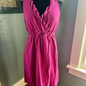 Y2K Early 2000s Old Navy Pink Sleeveless Wrap Dress Linen/Cotton Blend
